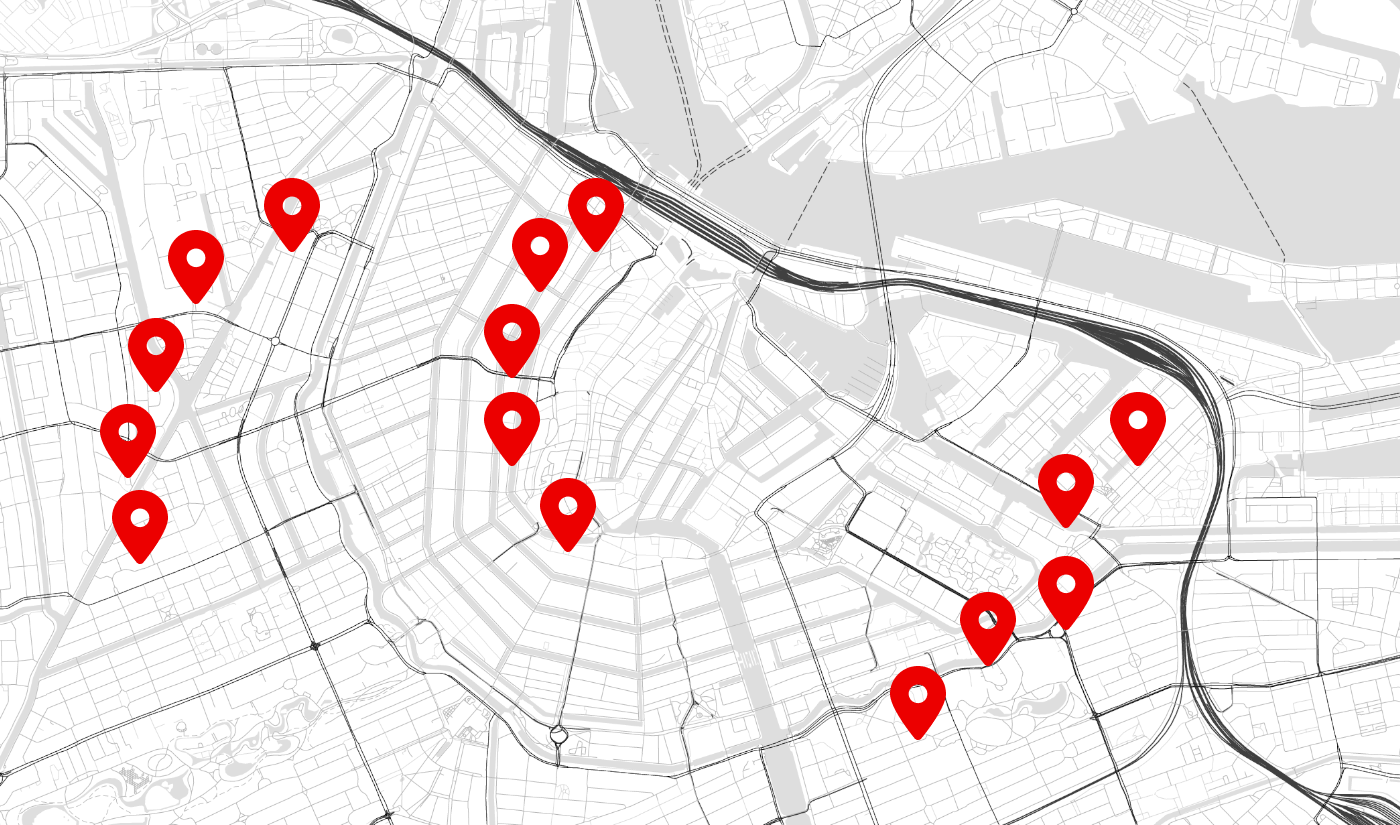 amsterdam map with markers